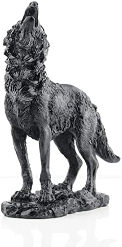 Black Howling Wolf Statue for Home Decor