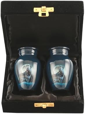 Midnight Wolves Mini Urn Set - 2 Cremation Urns for Ashes