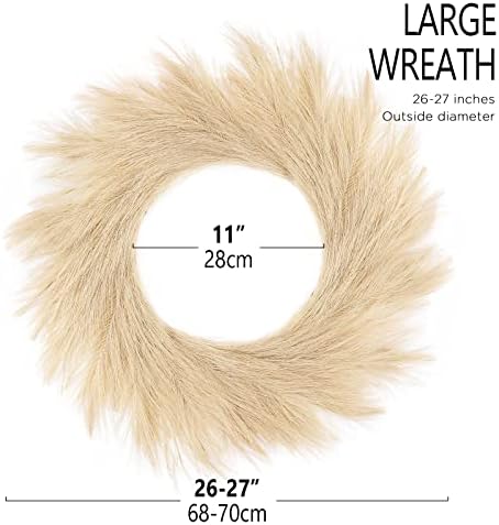 Hananona Artificial Pampas Grass Wreath 26 Beige 1pc
