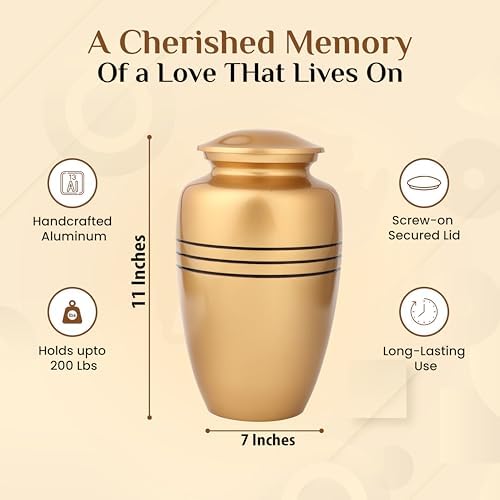 Alpha Living HOME Gold Black Urn for Human Ashes