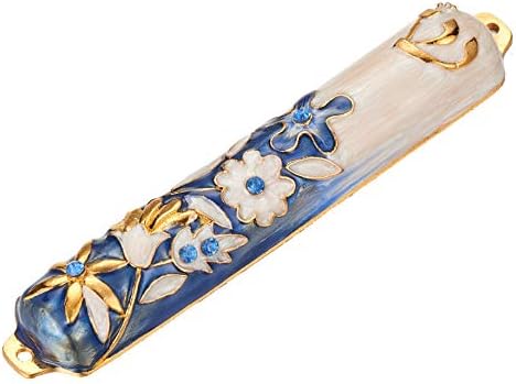 Matashi 55 Inch Hand Painted Mezuzah with Gold and Crystal Accents