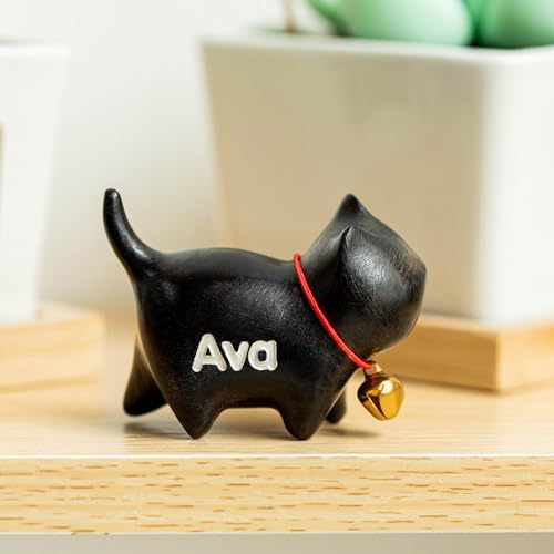 Custom Small Cute Cat Wooden Sculpture Handmade Decor