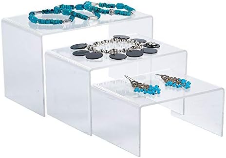 3 Piece Clear Acrylic Jewelry Display Risers Set