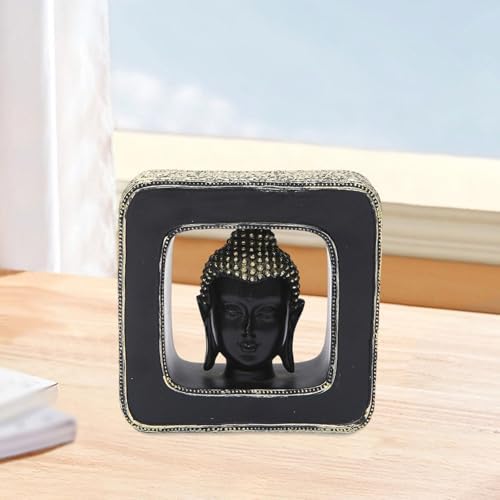 Fenteer Buddha Head Statue Resin Figurine Decor