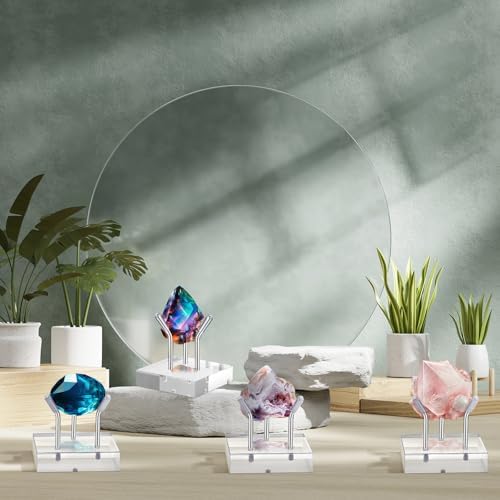 Weysat 4 Pack Clear Acrylic Display Stands with 3 Pegs