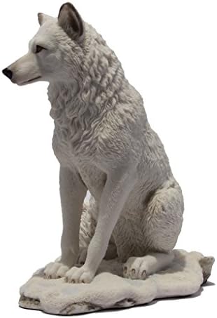 775 Inch Wolf Sitting in Snow Decorative Statue