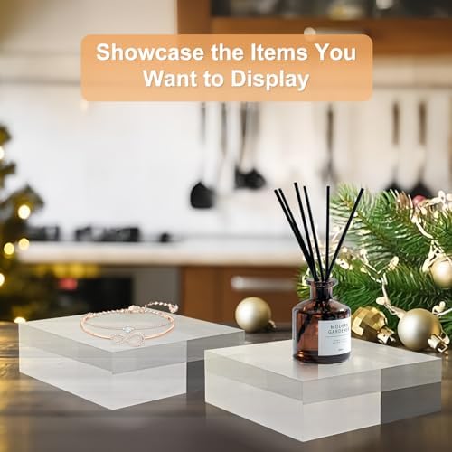 6 Pcs Clear Acrylic Risers 3x3x1 Inch Display Blocks for Jewelry