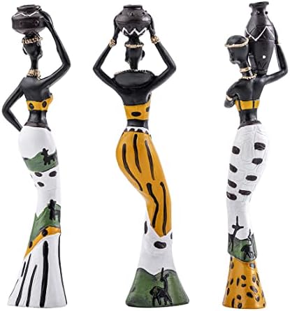 Galiyen 3 Pack African Tribal Lady Figurines Home Decor