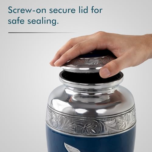 Silver Dove Cremation Urn for Human Ashes - Blue 1pc