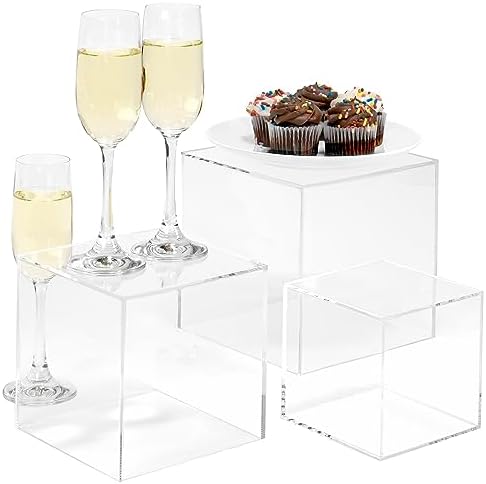 Red Co Clear Acrylic Cube Display Riser Stands 3-Pack