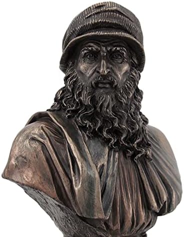 Italian Renaissance Artist Leonardo Da Vinci Figurine Bronze Resin Stone Bust Statue