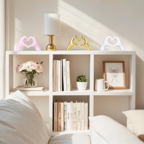 Pink Heart Hands Sculpture for Home Decor