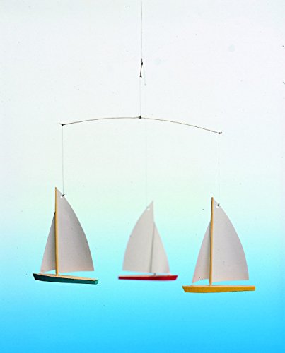 Flensted Mobiles Dinghy Regatta 3 Hanging Mobile 15 Inches Beech Wood
