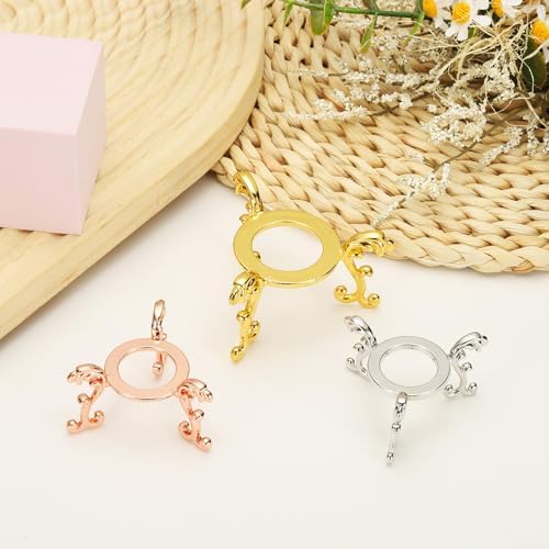 Uxcell 2pcs Metal Crystal Ball Display Stand Rose Gold