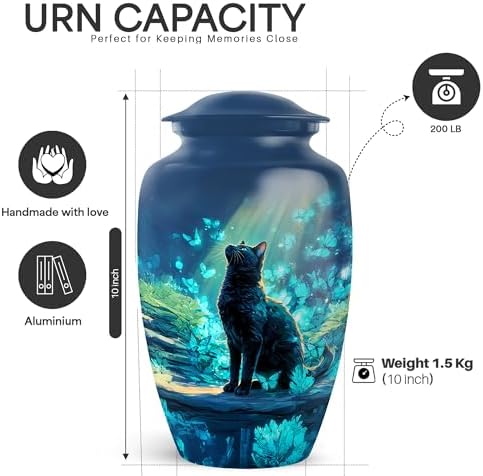 Yatskia Blue Butterfly Cat Cremation Urn for Adult Ashes