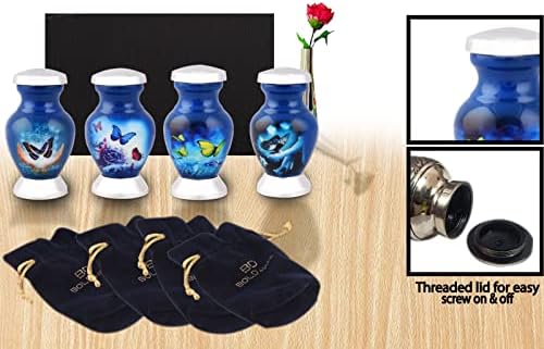 Butterfly Theme Cremation Urns Set of 4 Blue