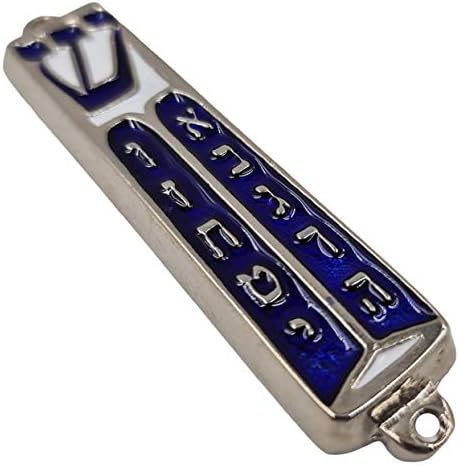 Talisman4u Ten Commandments Mezuzah Scroll Silver Tone Blue Enamel Door Ornament