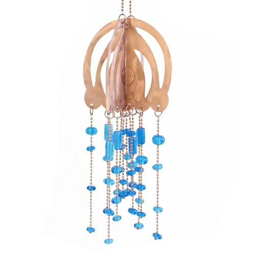 Handmade Copper Jellyfish Mobile with Blue Glass Beads