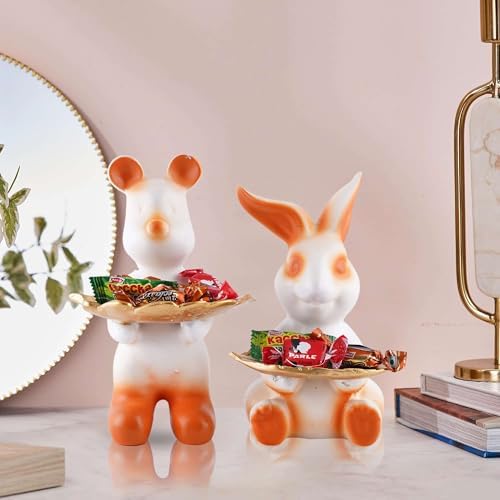 Seema Crafts Set of Two Decorative White Rabbit Statues