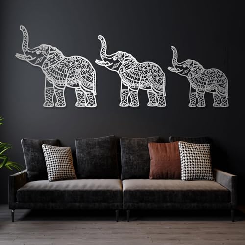 Cadeali Elephant Metal Wall Art Set of 3