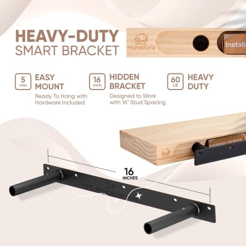 Homeforia 24 Inch Walnut Floating Shelves Set of 2