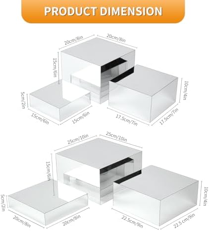 6pcs Acrylic Mirror Display Riser Stand