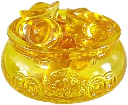 3 Inch Handmade Crystal Golden Treasure Basin with 43pcs Ingot
