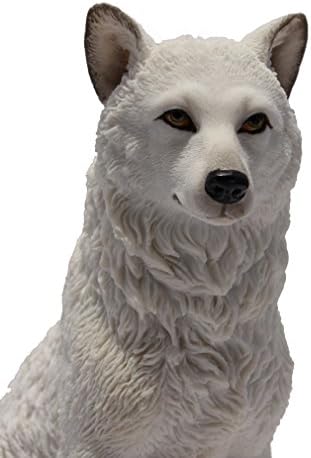 775 Inch Wolf Sitting in Snow Decorative Statue