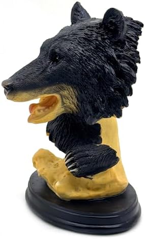 Black Bear Head Statue Resin Figurine Collectible Decor