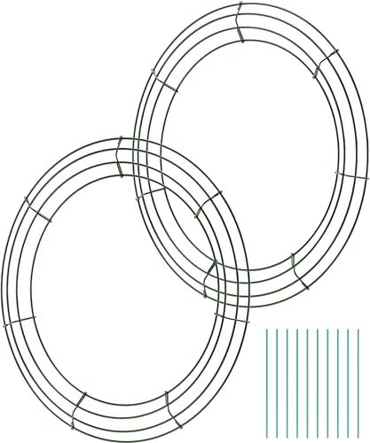 2-Pack 14 Inch Dark Green Wreath Frame with 4 Hoops