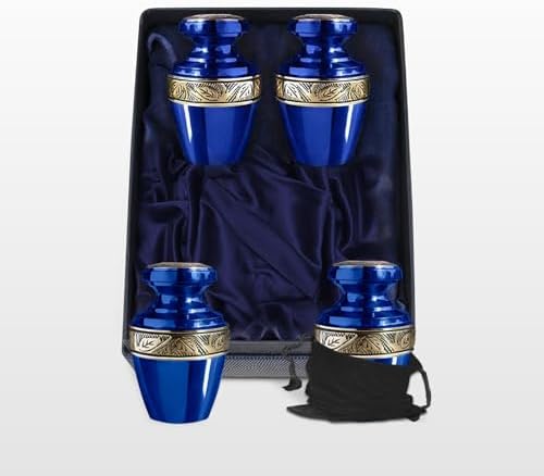 Trupoint Memorials Small Urns Set of 4 Grecian Blue and Gold