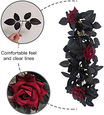 Belupai 24in Black Halloween Floral Swag