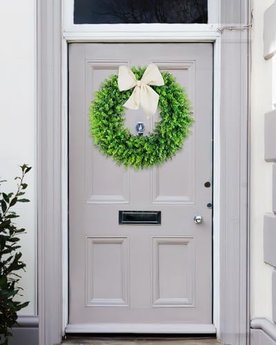 DDHS 24 Inch Artificial Boxwood Wreath for Front Door