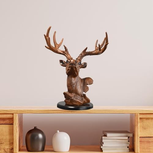 Fenteer Deer Head Figurine Desktop Decoration