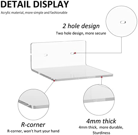 6 Inches Clear Acrylic Floating Shelves 2 Pack