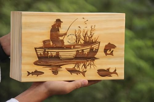 Fly Fisherman Urn for Human Ashes Handmade Wood