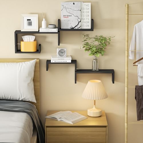 SRIWATANA Floating Wall Shelves Set of 5 Weathered Black