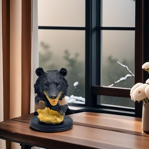 Black Bear Head Statue Resin Figurine Collectible Decor