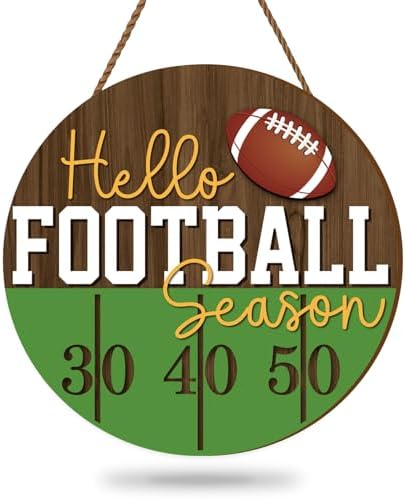 Whaline Football Wooden Wall Sign Hello Football Season Decor