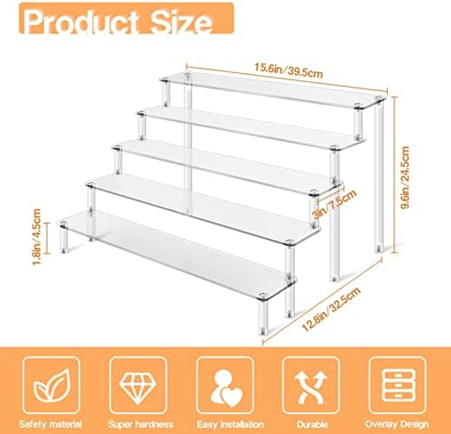 2Pcs 5 Tier Acrylic Risers Display Stand for Collectibles