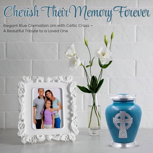 Celtic Cross Engraved Aluminium Cremation Urn - Large