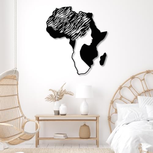 Yemwot African Woman Metal Wall Map Art - Gold 29x33 Inch