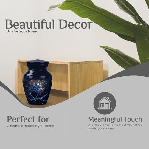 Blue Owl Mini Cremation Urn for Ashes - 3 Inch 4 pcs