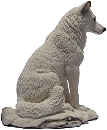 775 Inch Wolf Sitting in Snow Decorative Statue