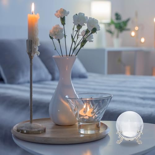 Uxcell 2pcs Metal Crystal Ball Display Stand Rose Gold