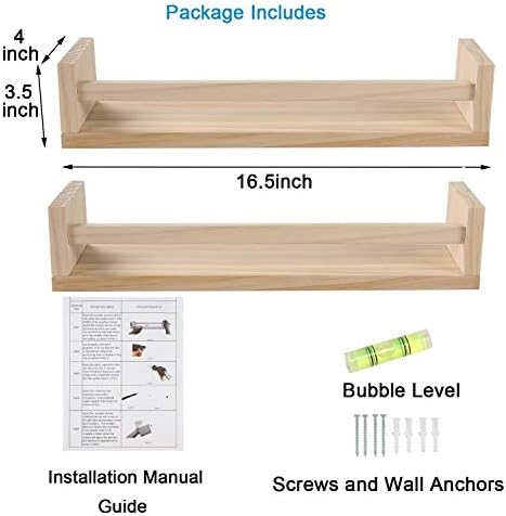 Nursery Floating Book Shelves Set of 2 Natural Wood