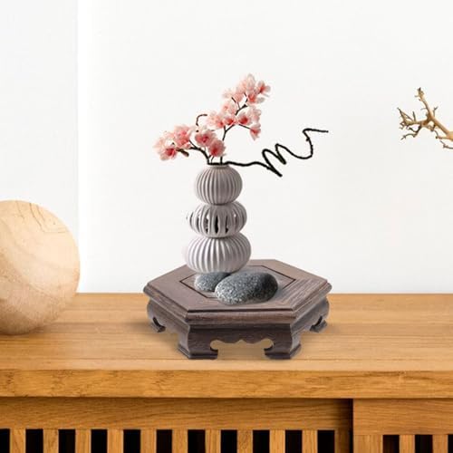 Traditional Craft Wooden Display Stand Hex Pedestal