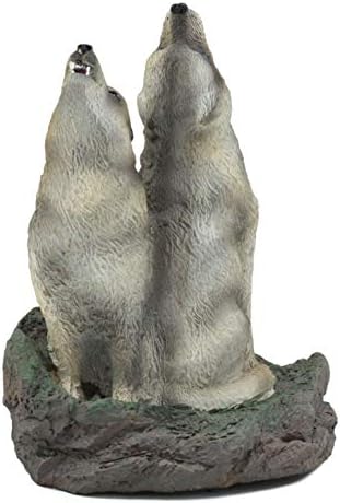 Ebros Howling Twin Gray Wolves Incense Burner Figurine