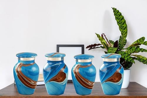 Ocean Tides Keepsake Urns Set of 4 Blue Design