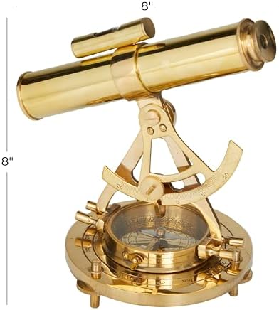 Deco 79 Metal Telescope with Compass Base